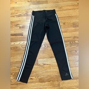 Adidas Womens Black Leggings with White Tri Stripe Accents